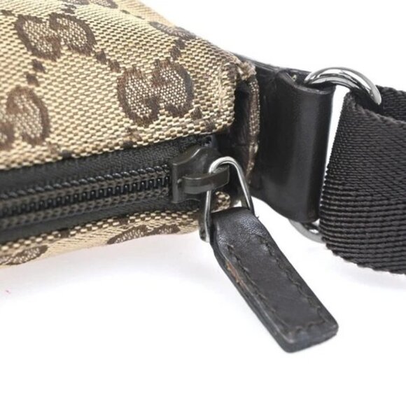 GUCCI Logo GG Pattern Crossbody Shoulder Bag Canvas Leather Brown Italy 35KC160 - Picture 10 of 16